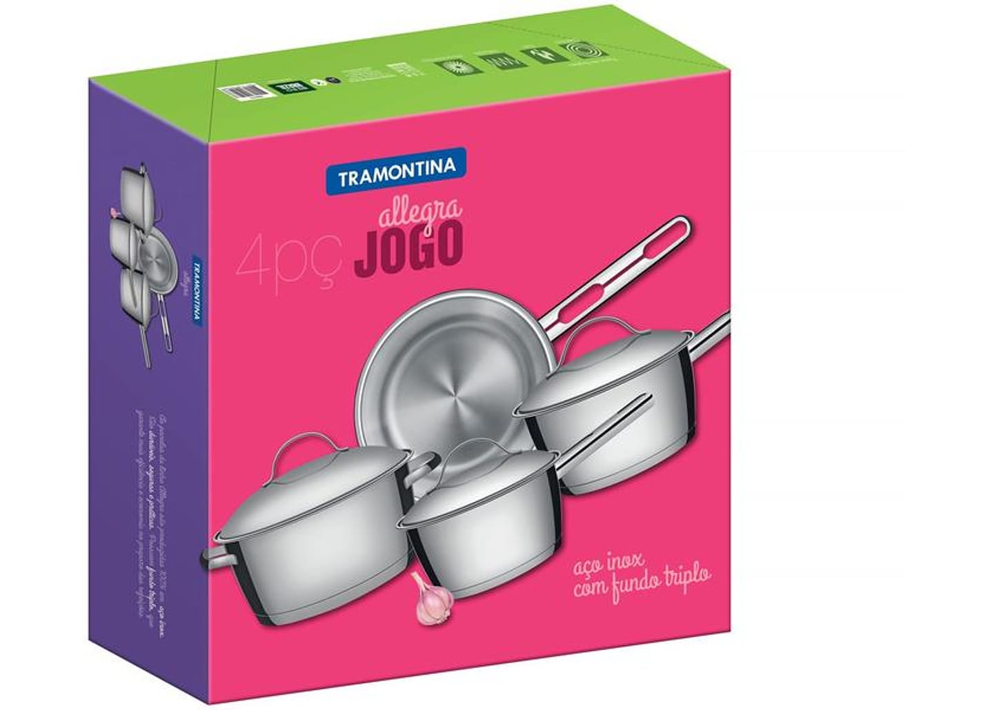 Jogo de Panelas Tramontina Allegra 65650/270 Inox - Fundo Triplo 4 Peças