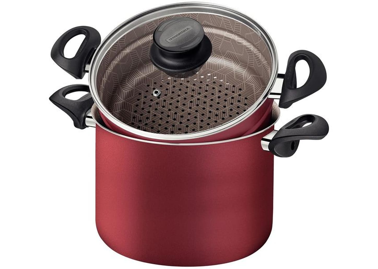 Cozi Vapore Tramontina de Alumínio 22cm Vermelha com Escorredor Paris