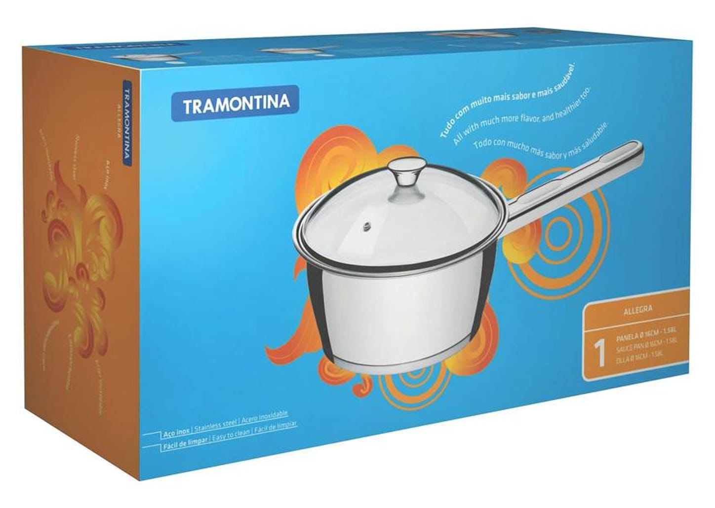 Panela Tramontina Inox 1,5L 16cm com Tampa Allegra 62651/164