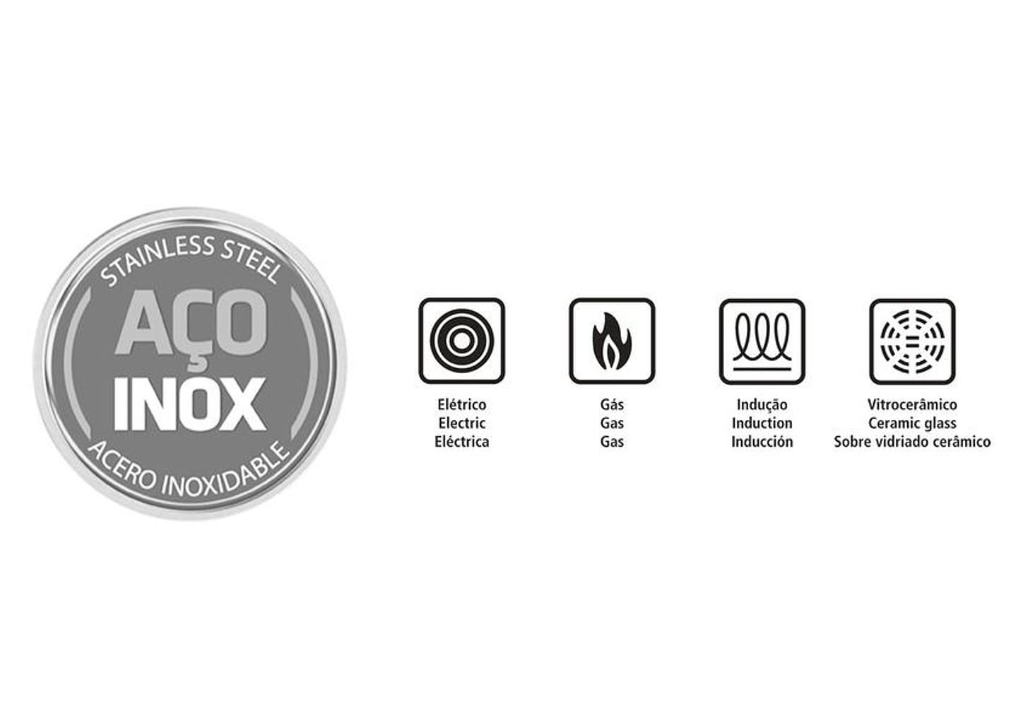 Caçarola Tramontina Inox 4,18L 22cm com Tampa - Allegra Funda