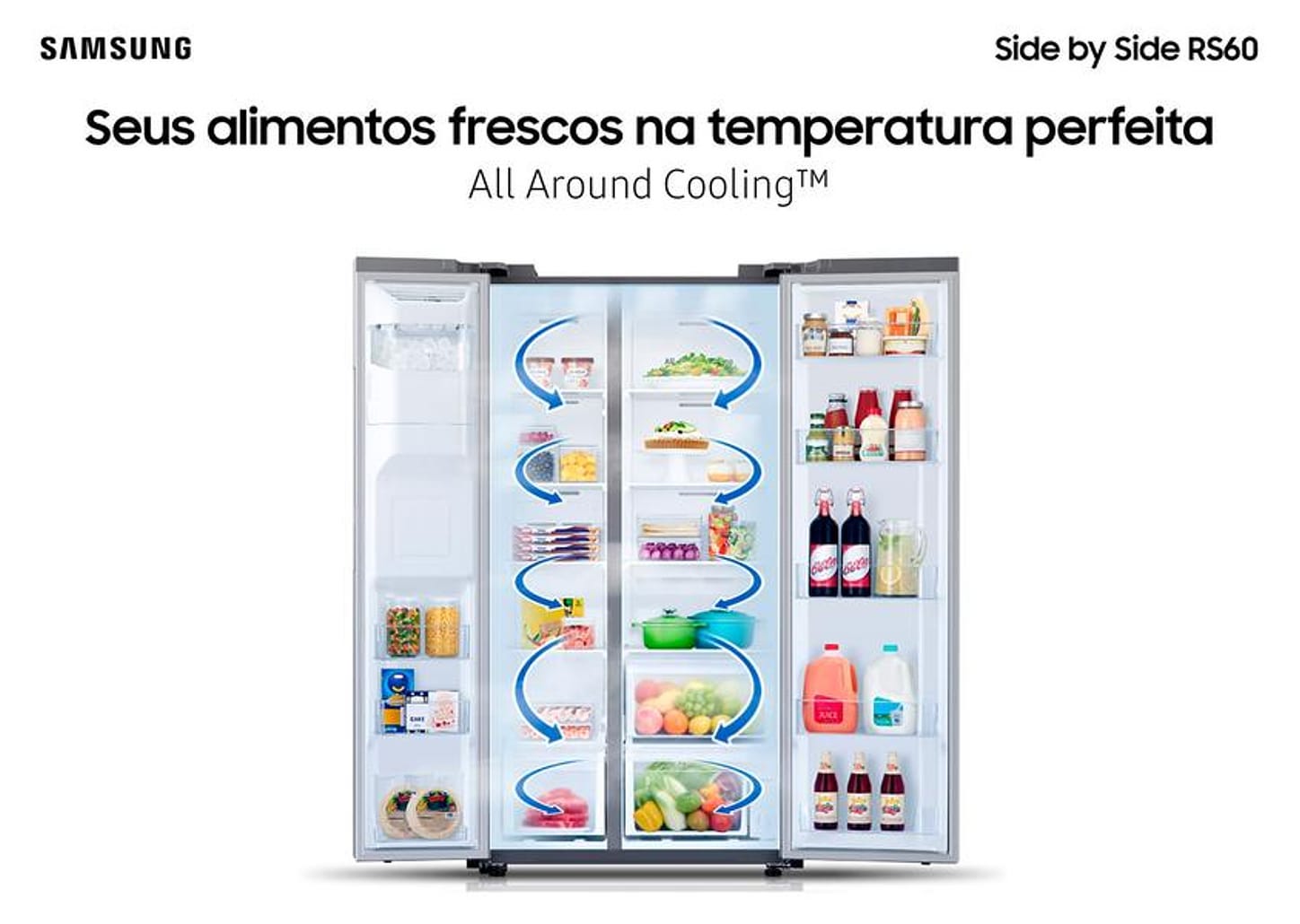 Geladeira/Refrigerador Samsung Frost Free Side by - Side 602L com Dispenser de Água e Gelo
