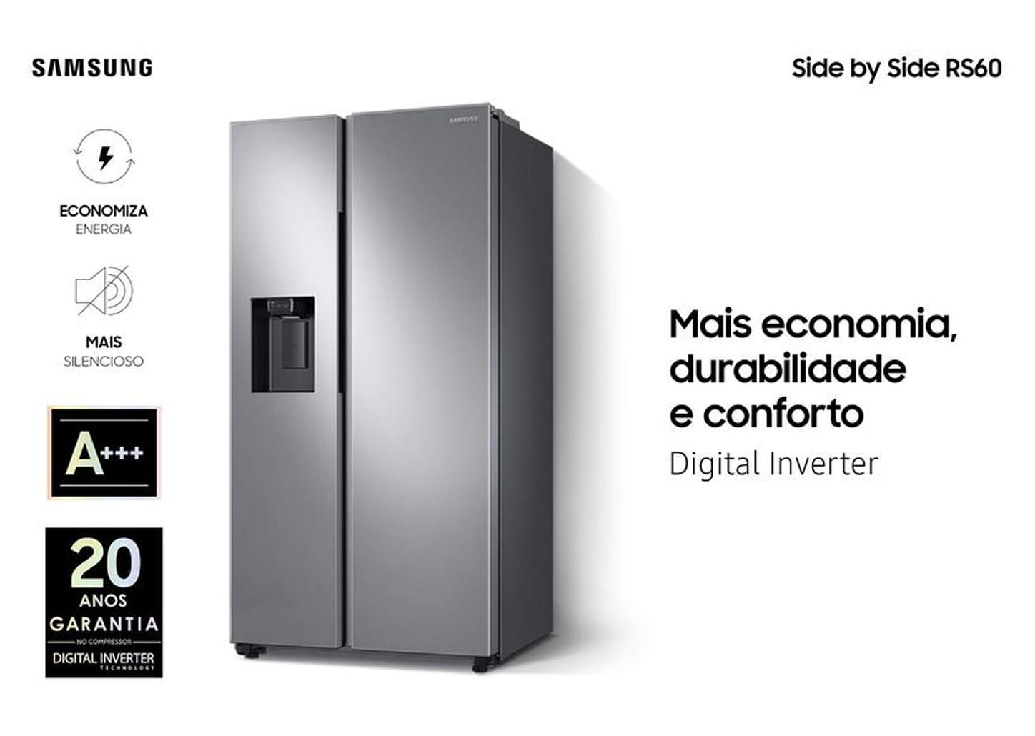 Geladeira/Refrigerador Samsung Frost Free Side by - Side 602L com Dispenser de Água e Gelo