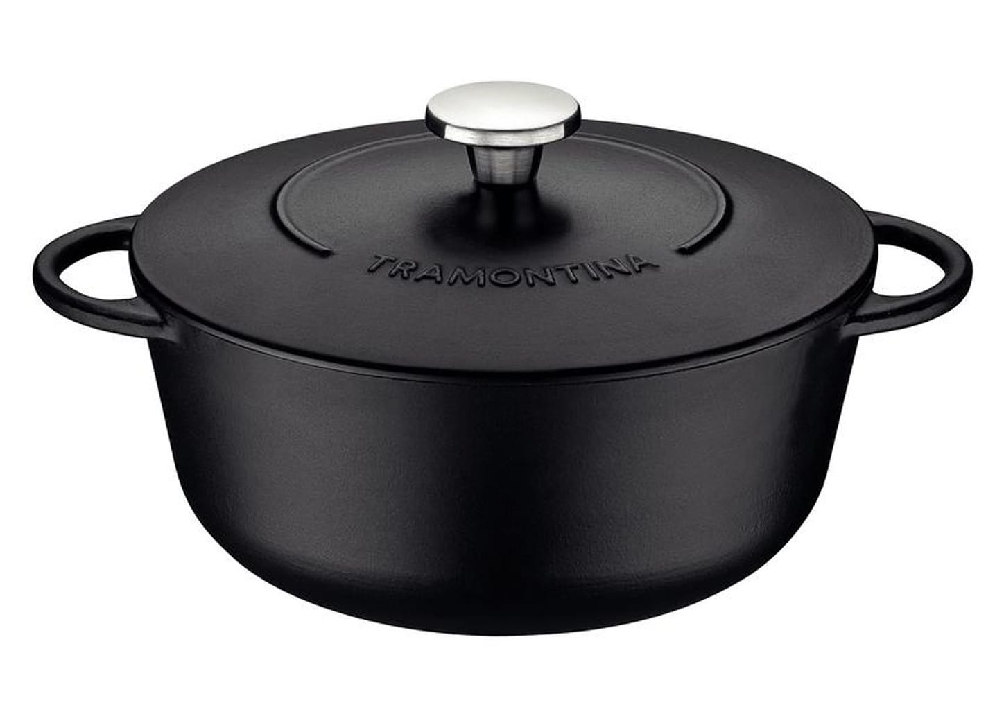 Caçarola Tramontina de Ferro Antiaderente com Tampa Preta 6L 28cm Trento