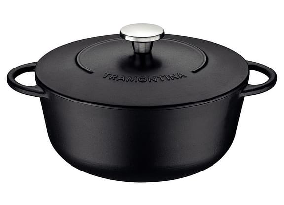 Caçarola Tramontina de Ferro Antiaderente com Tampa Preta 6L 28cm Trento