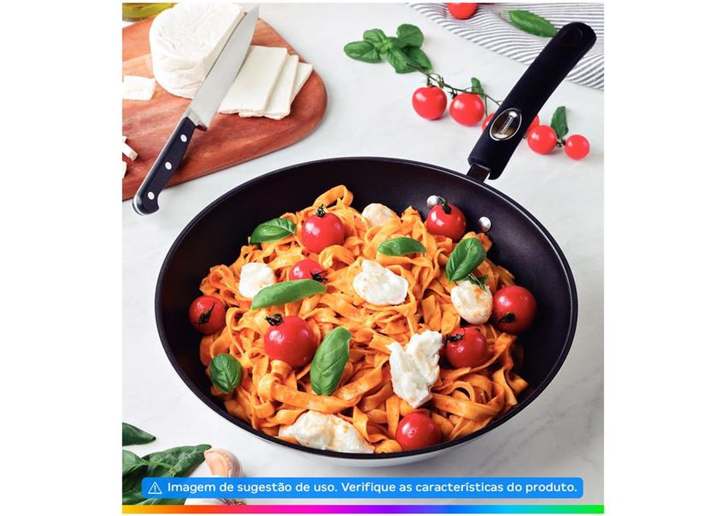 Panela Wok Antiaderente Fundo triplo Tramontina Solar Silicone Inox 28cm