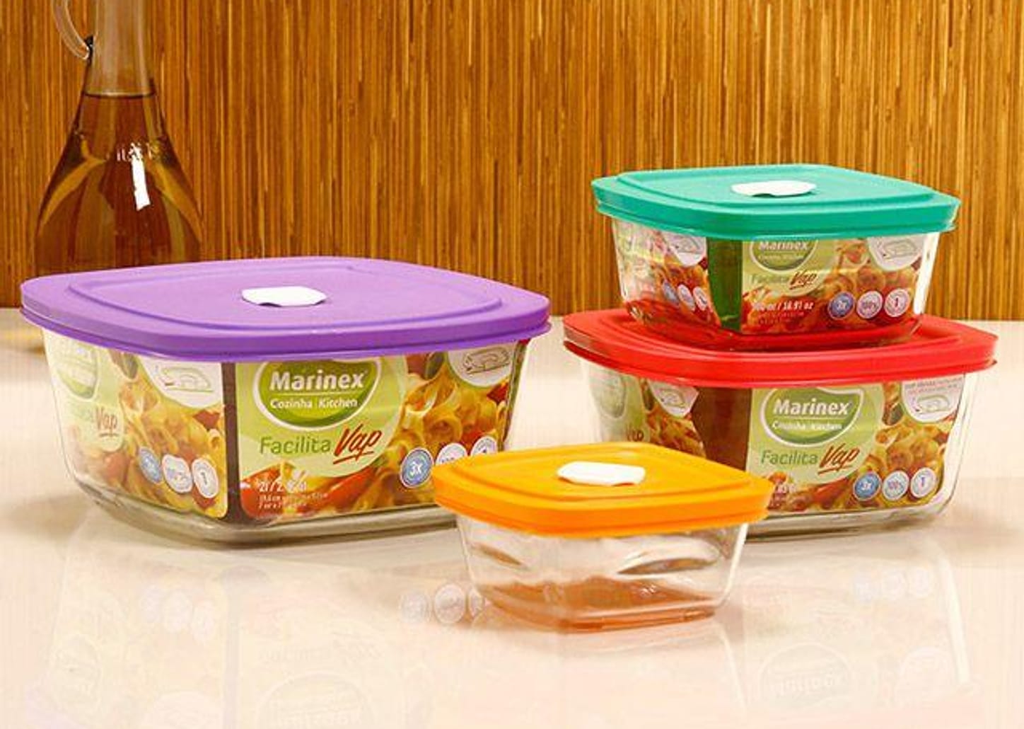 Tigela Vidro Quadrada Marinex - VAP Facilita com Tampa