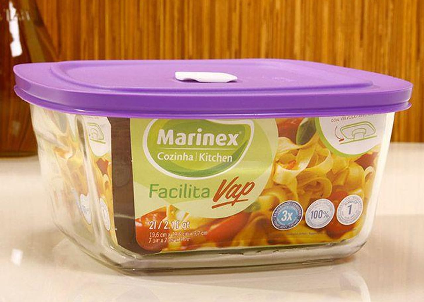 Tigela Vidro Quadrada Marinex - VAP Facilita com Tampa