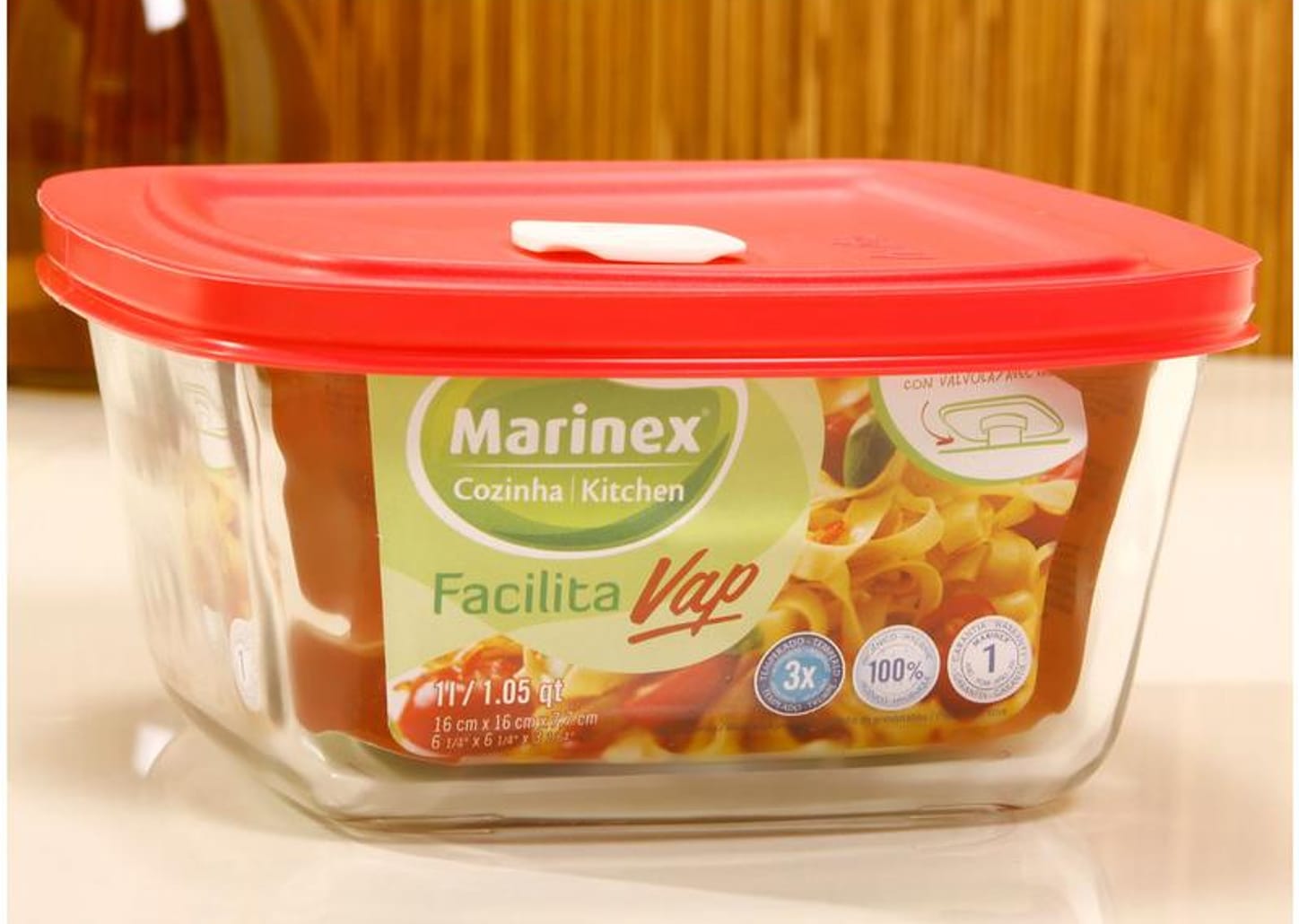 Pote de Vidro Marinex com Tampa - Quadrado 1L Facilita 1 Unidade Sortido