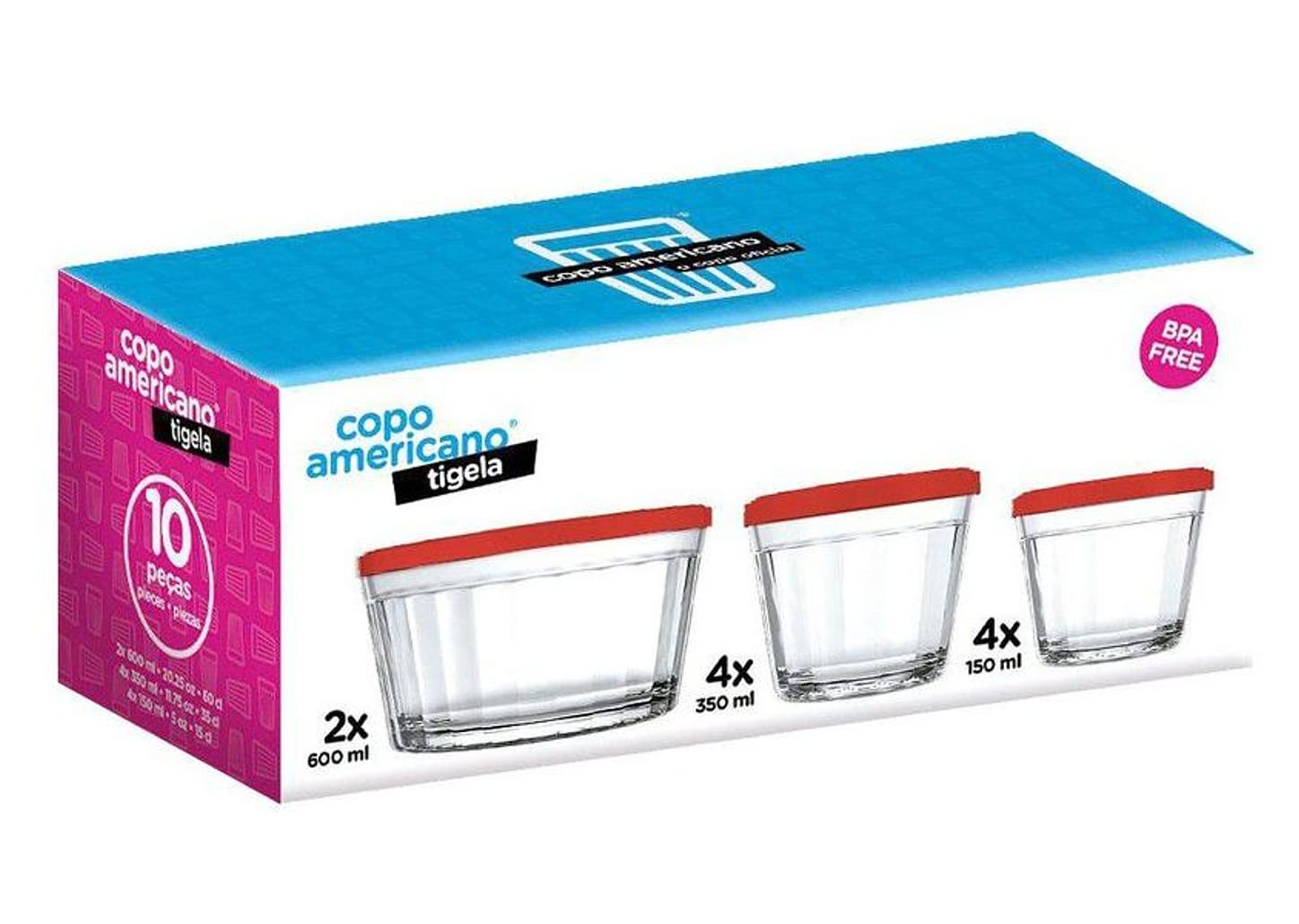 Conjunto de Tigelas de Vidro 10 Peças Copo Americano Tigela Americano