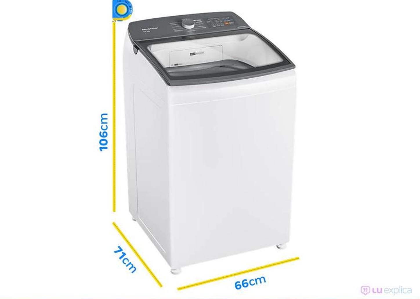 Lavadora de Roupas Brastemp 15kg Cesto Inox 12 Programas de Lavagem Branca BWF15AB