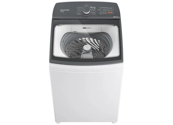 Lavadora de Roupas Brastemp 15kg Cesto Inox 12 Programas de Lavagem Branca BWF15AB