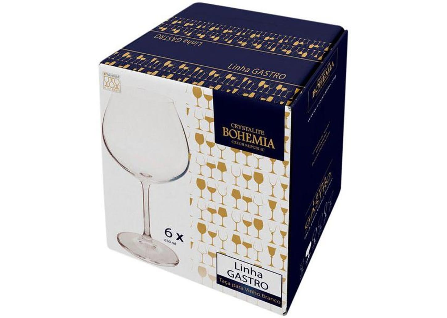 Jogo de Taças para Vinho Cristal 650ml 6 Peças - Bohemia Gastro 4S032/650