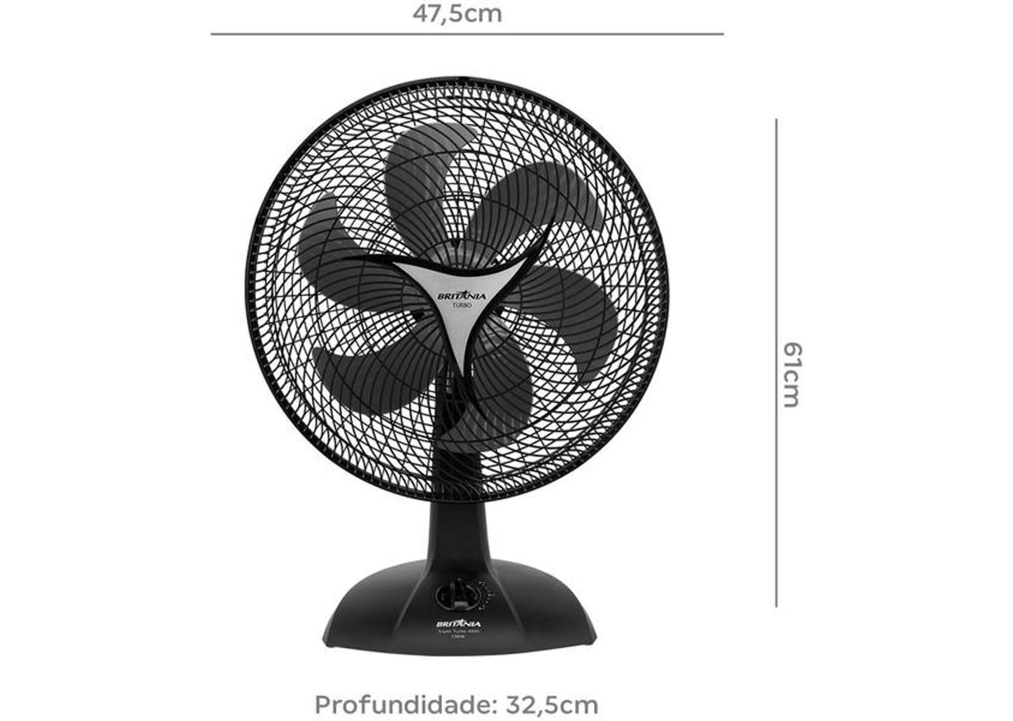 Ventilador de Mesa Britânia Turbo 4000 40cm 3 Velocidades