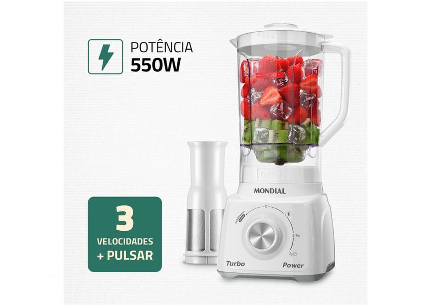 Liquidificador Mondial L-99-WG Branco e Cinza com Filtro 3 Velocidades 500W