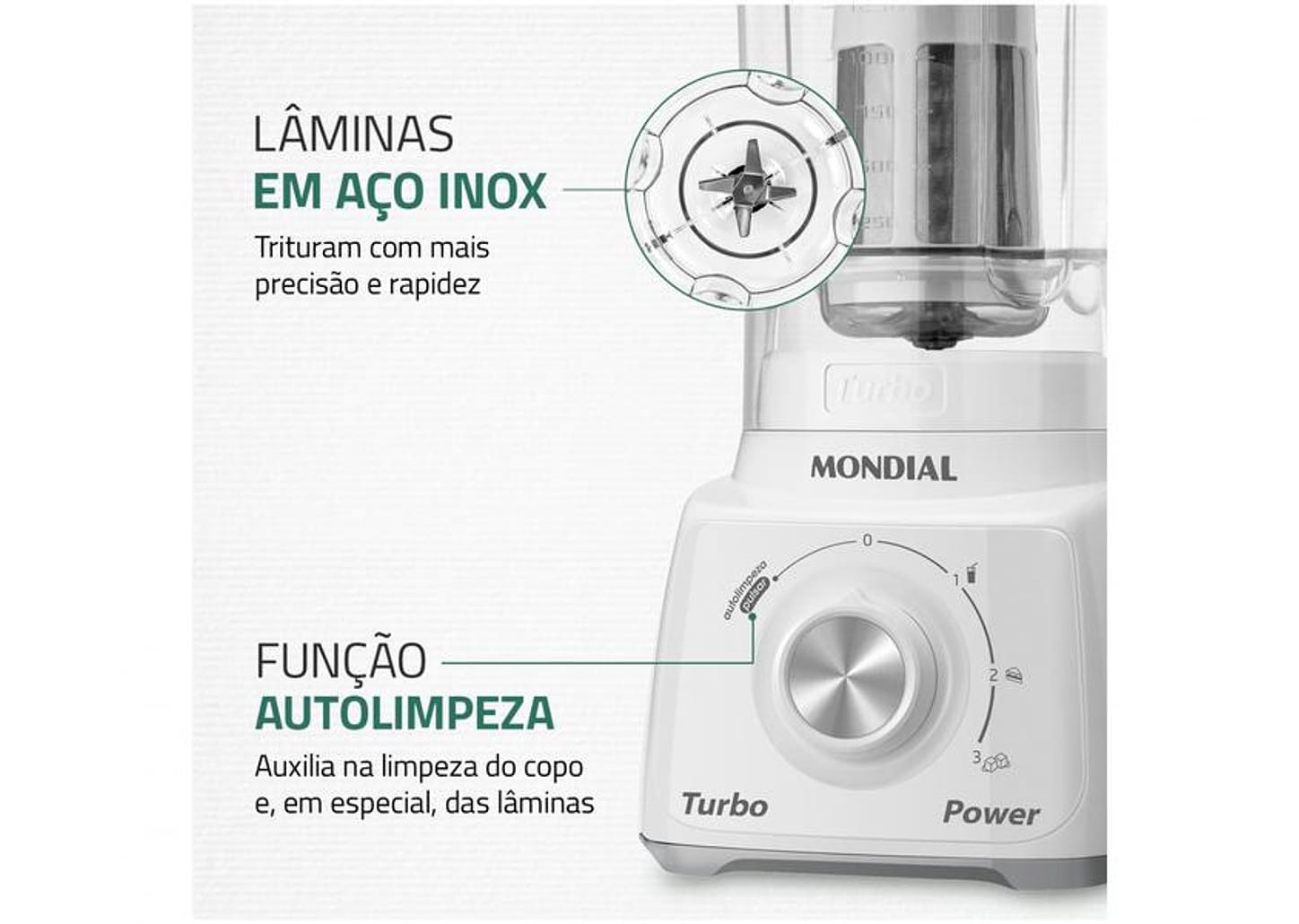 Liquidificador Mondial L-99-WG Branco e Cinza com Filtro 3 Velocidades 500W
