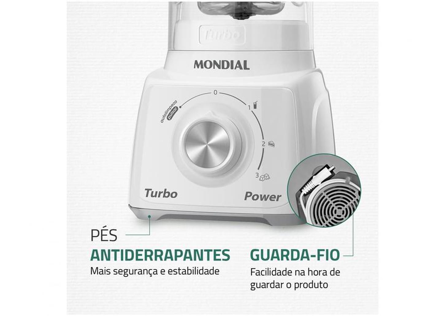 Liquidificador Mondial L-99-WG Branco e Cinza com Filtro 3 Velocidades 500W