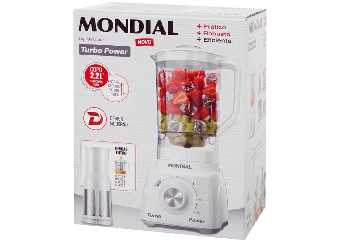 Liquidificador Mondial L-99-WG Branco e Cinza com Filtro 3 Velocidades 500W