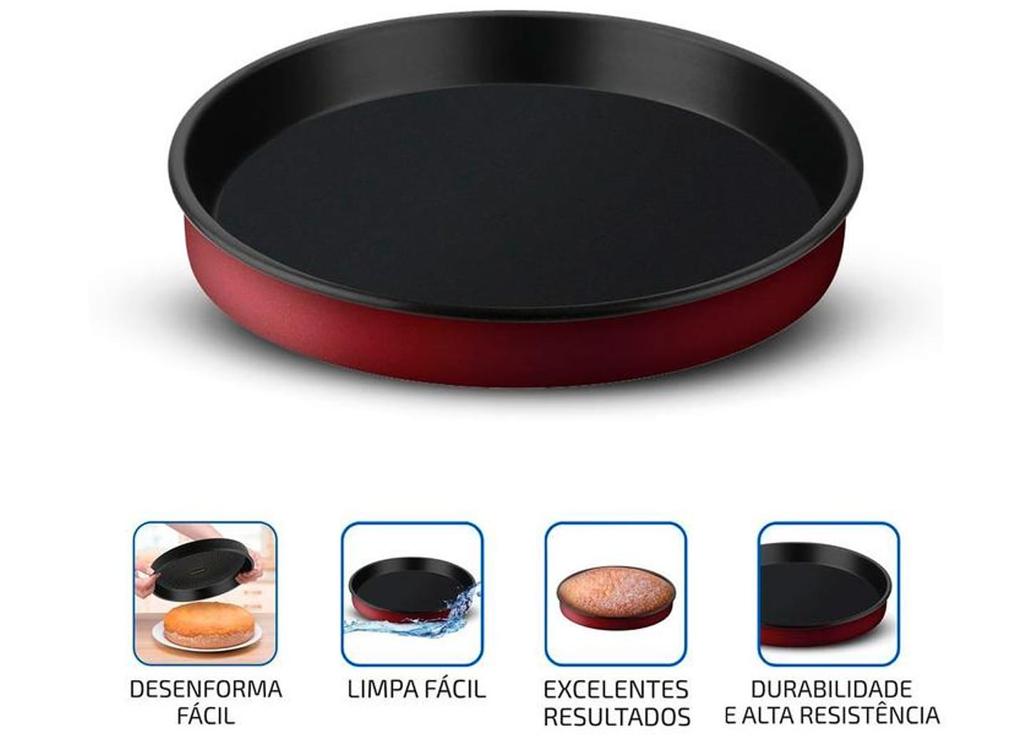 Forma de Bolo de Alumínio Redonda Antiaderente 30cm Rochedo Perfeito