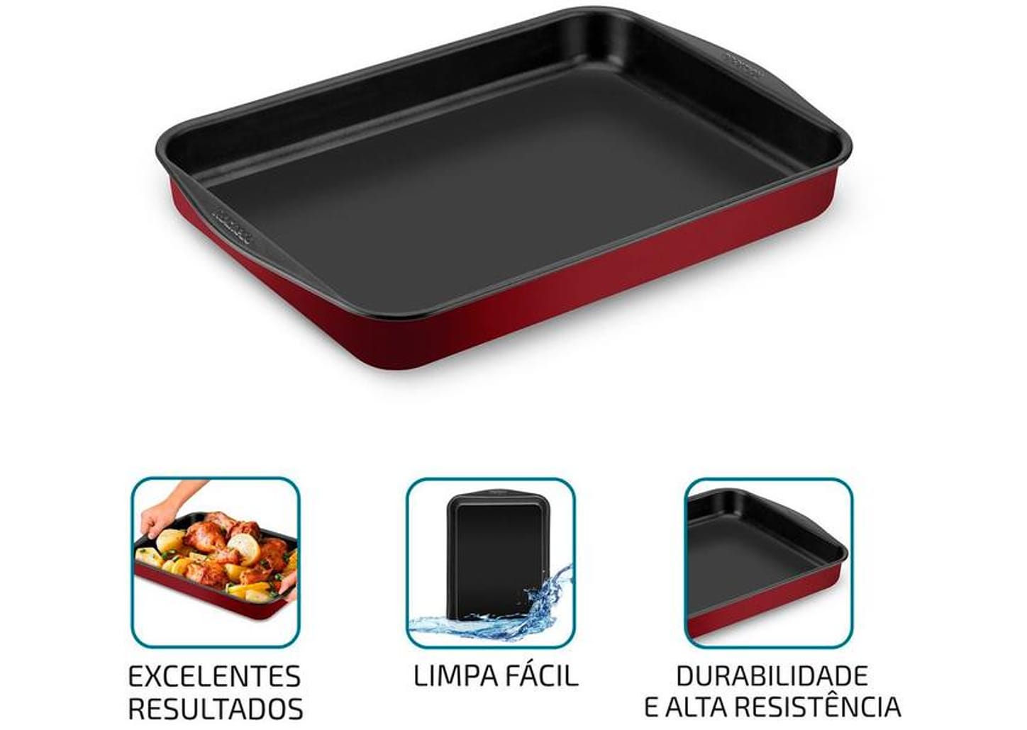 Assadeira para Bolo de Alumínio Antiaderente Retangular Rochedo Dura Mais