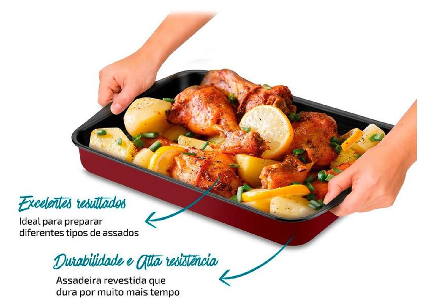 Assadeira para Bolo de Alumínio Antiaderente Retangular Rochedo Dura Mais