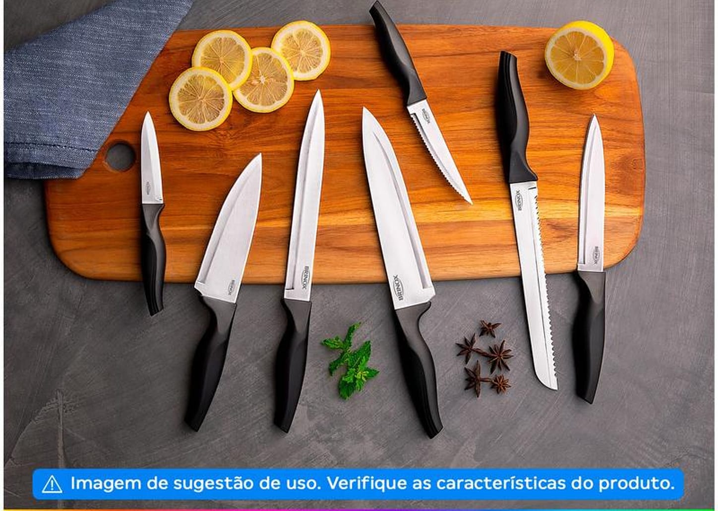 Jogo de Facas Brinox Inox Cross 5 Peças