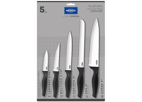 Jogo de Facas Brinox Inox Cross 5 Peças