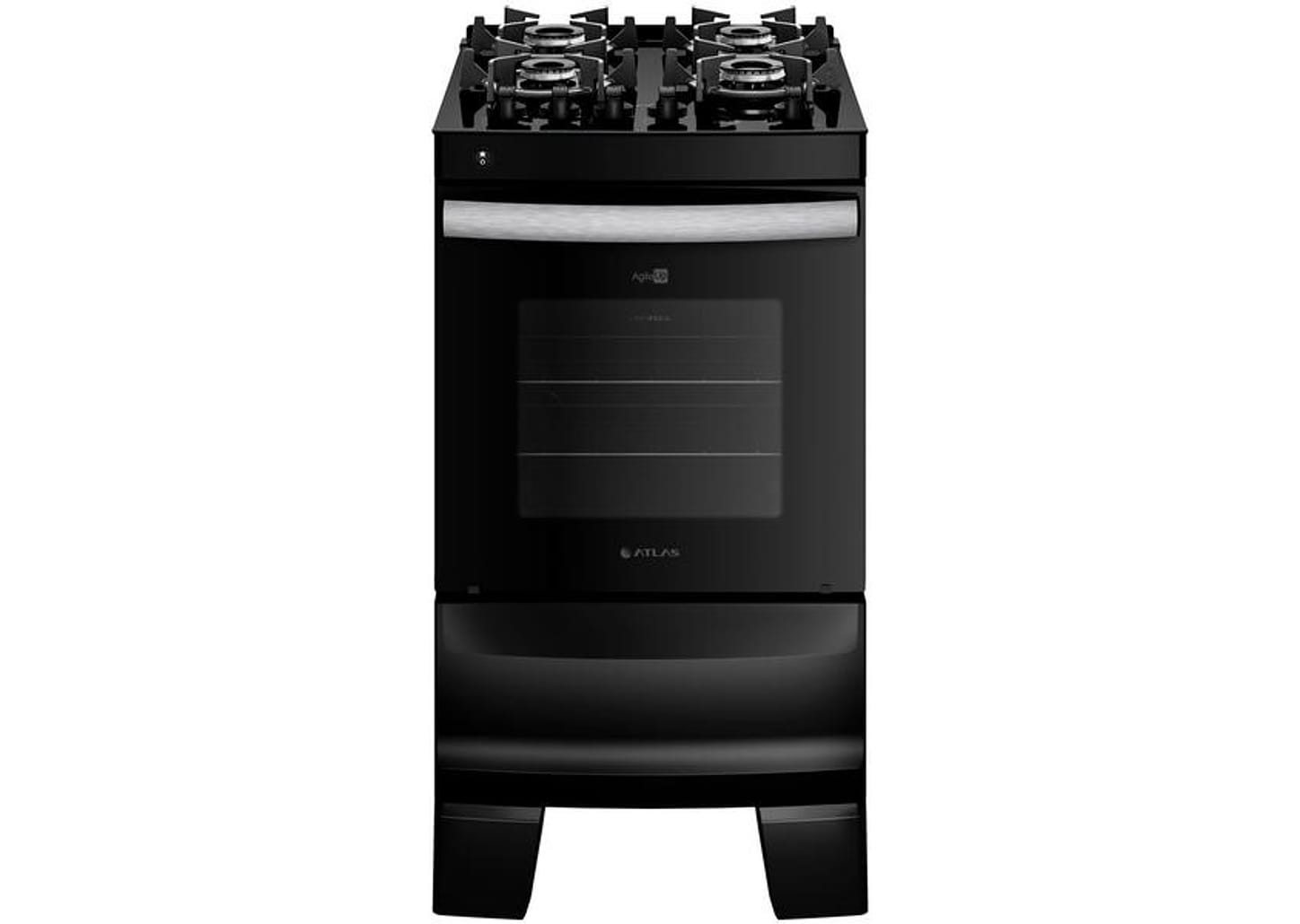 Fogão 4 Bocas Atlas Mesa Vidro Preto - Acendimento Automático Glass AgileUP
