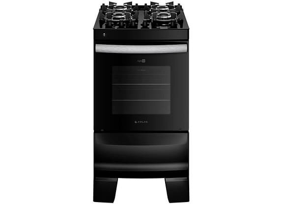 Fogão 4 Bocas Atlas Mesa Vidro Preto - Acendimento Automático Glass AgileUP