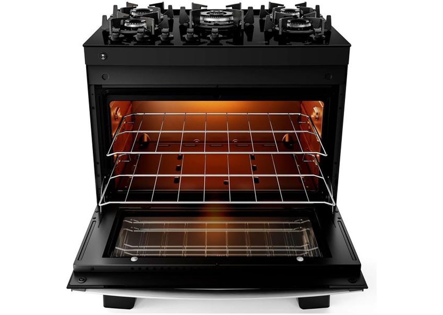 Fogão 5 Bocas Atlas Mesa Vidro Preto - Acendimento Automático Glass AgileUP