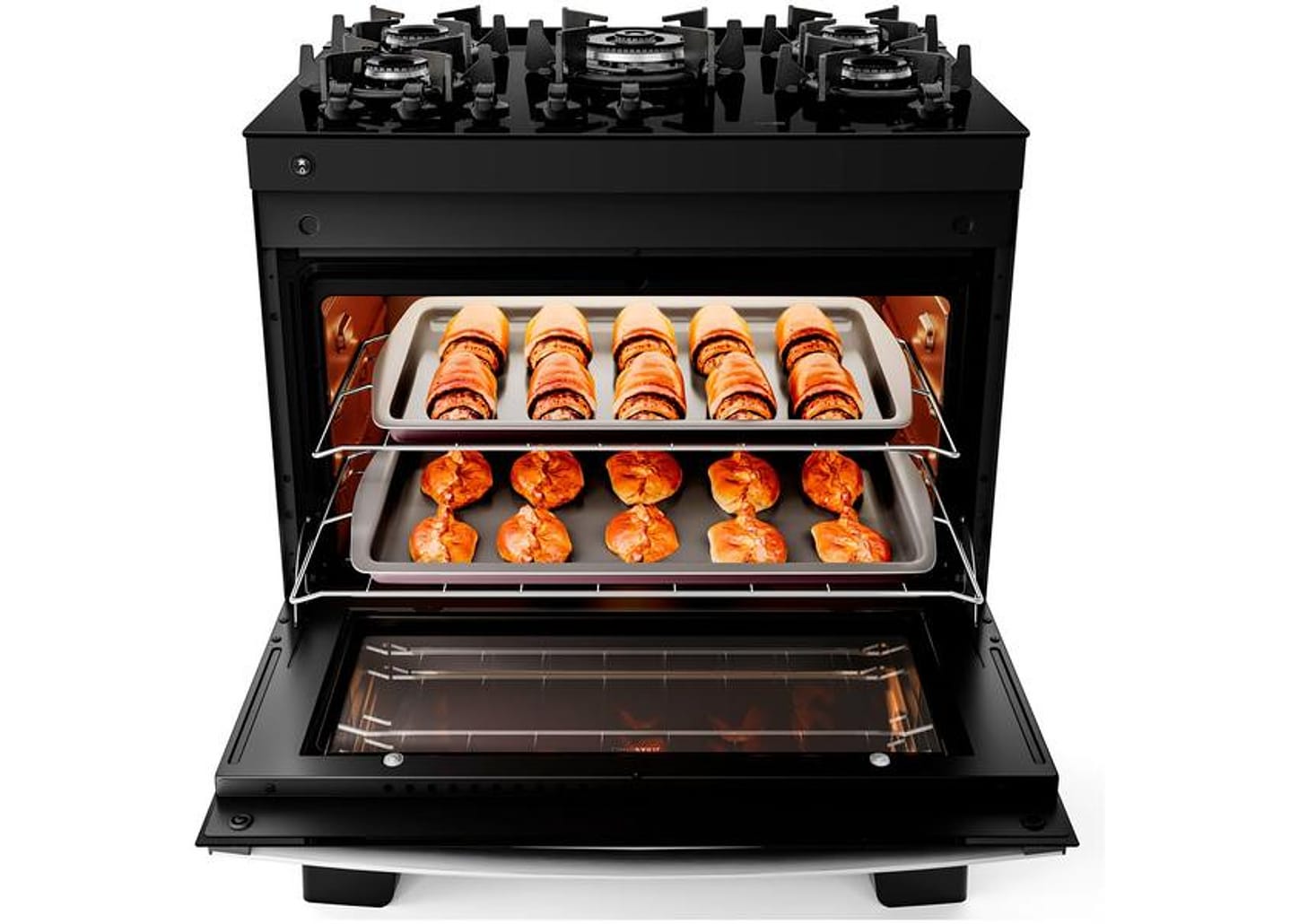 Fogão 5 Bocas Atlas Mesa Vidro Preto - Acendimento Automático Glass AgileUP