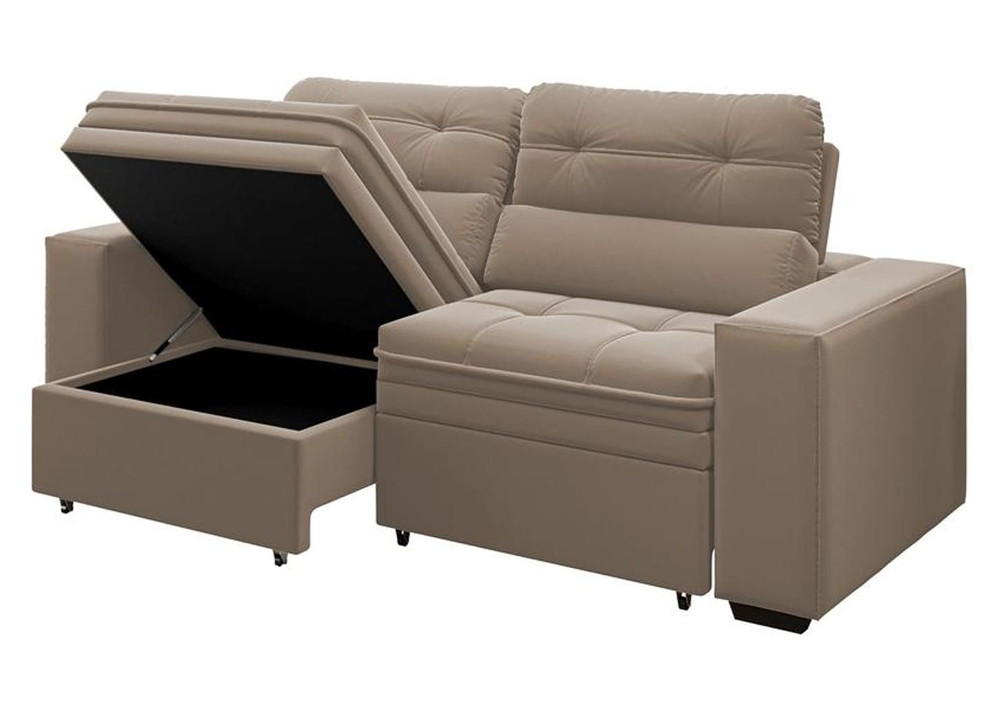 Sofá Retrátil Reclinável 3 Lugares Veludo com Baú - Bariloche Phormatta