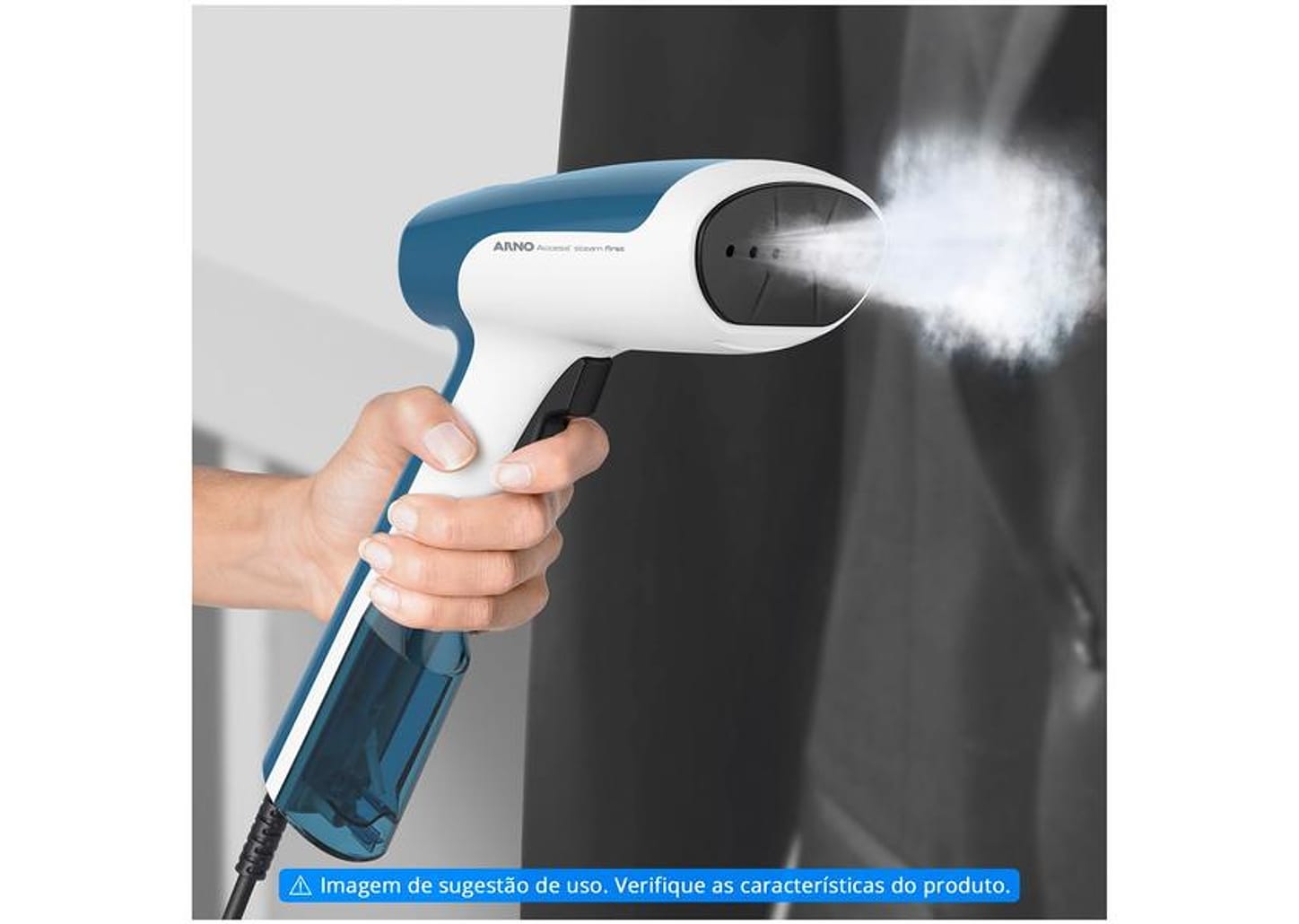 Passadeira a Vapor Portátil Arno Steam Minute - HS61 70ml 1300W Branca e Azul