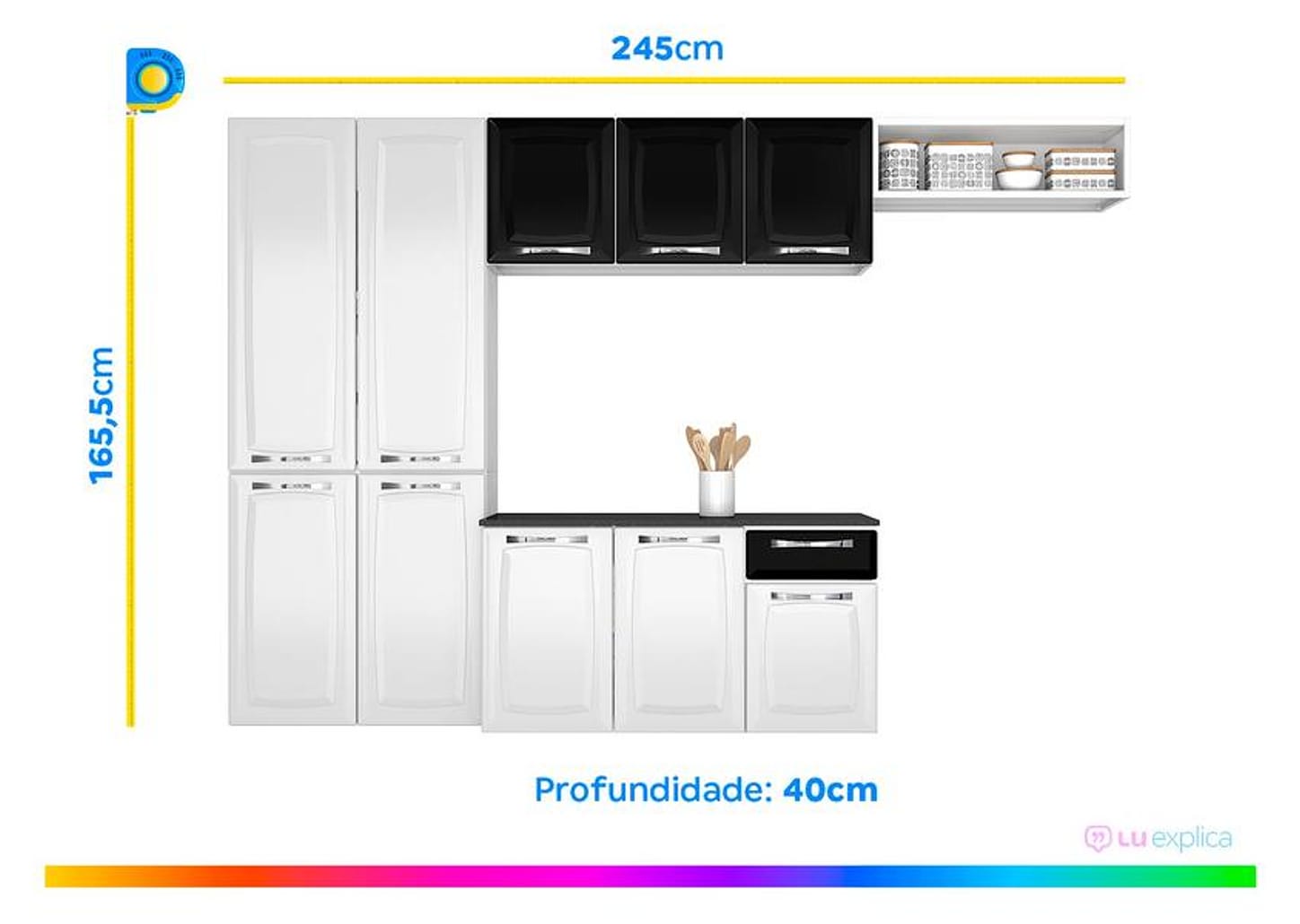 Cozinha Completa Itatiaia Amanda Aço com Balcão 10 Portas 1 Gaveta