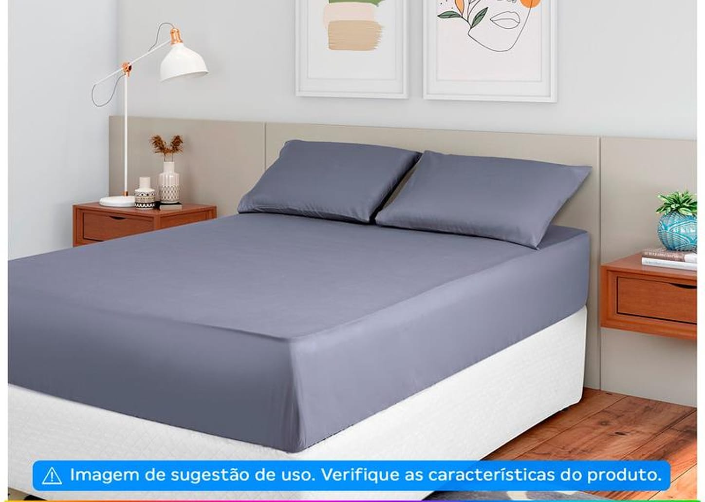 Jogo de Cama Queen Poliéster Marcelino Têxtil 400 Fios Hypercal Cinza 3 Peças