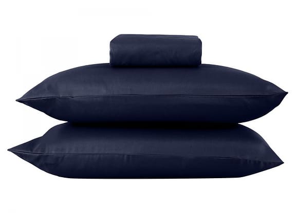 Jogo de Cama Casal Poliéster Marcelino Têxtil 400 Fios Hypercal Azul Marinho 3 Peças