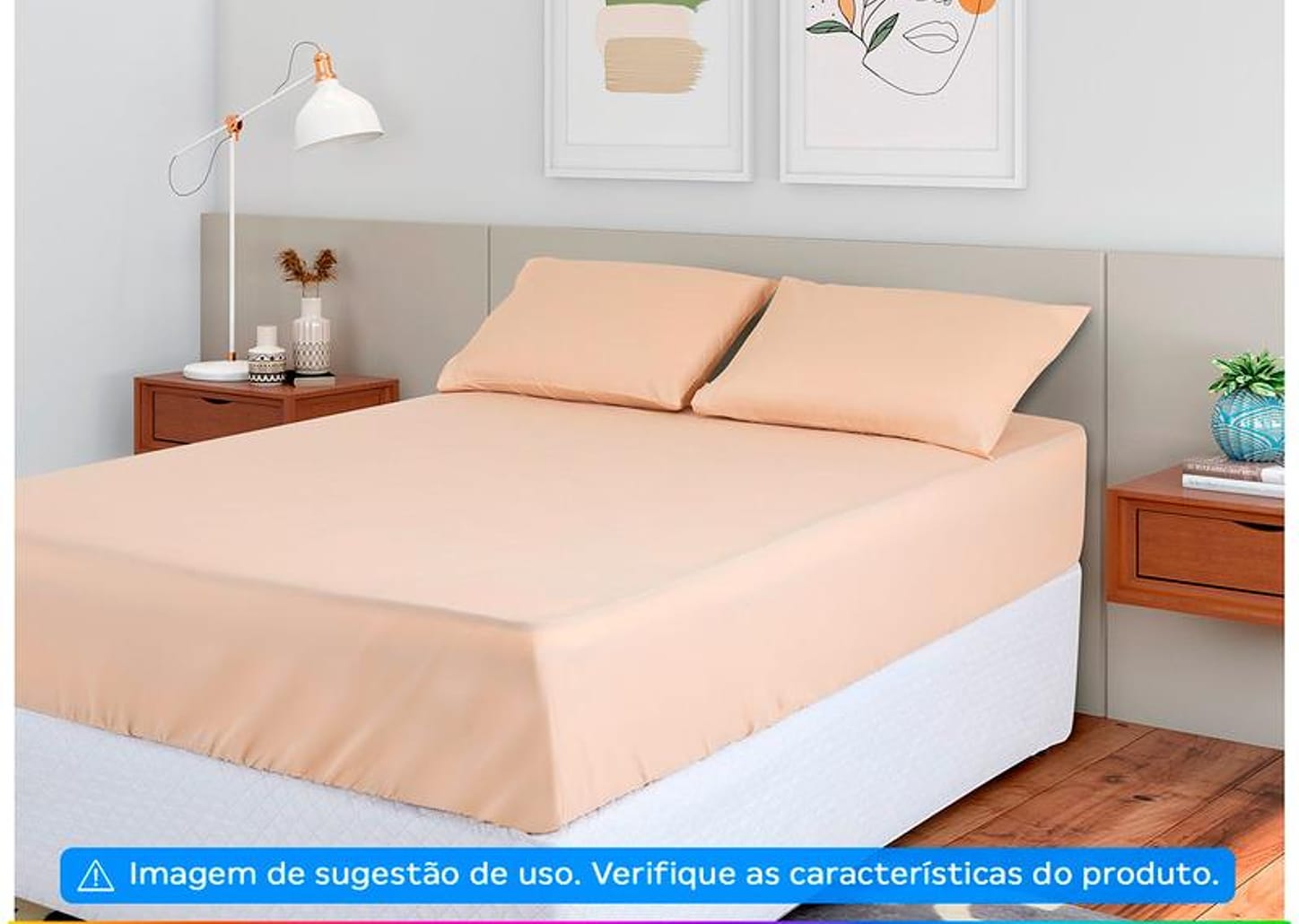 Jogo de Cama Casal Poliéster Marcelino Têxtil 400 Fios Hypercal Bege 3 Peças