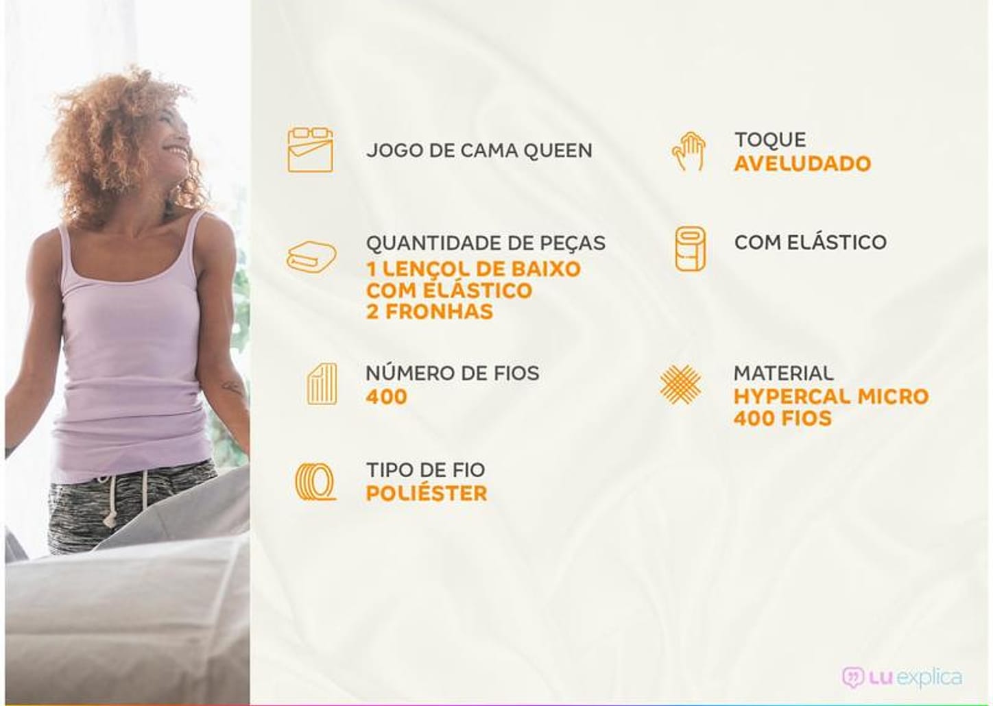 Jogo de Cama Queen Poliéster Marcelino Têxtil 400 Fios Hypercal Bege 3 Peças