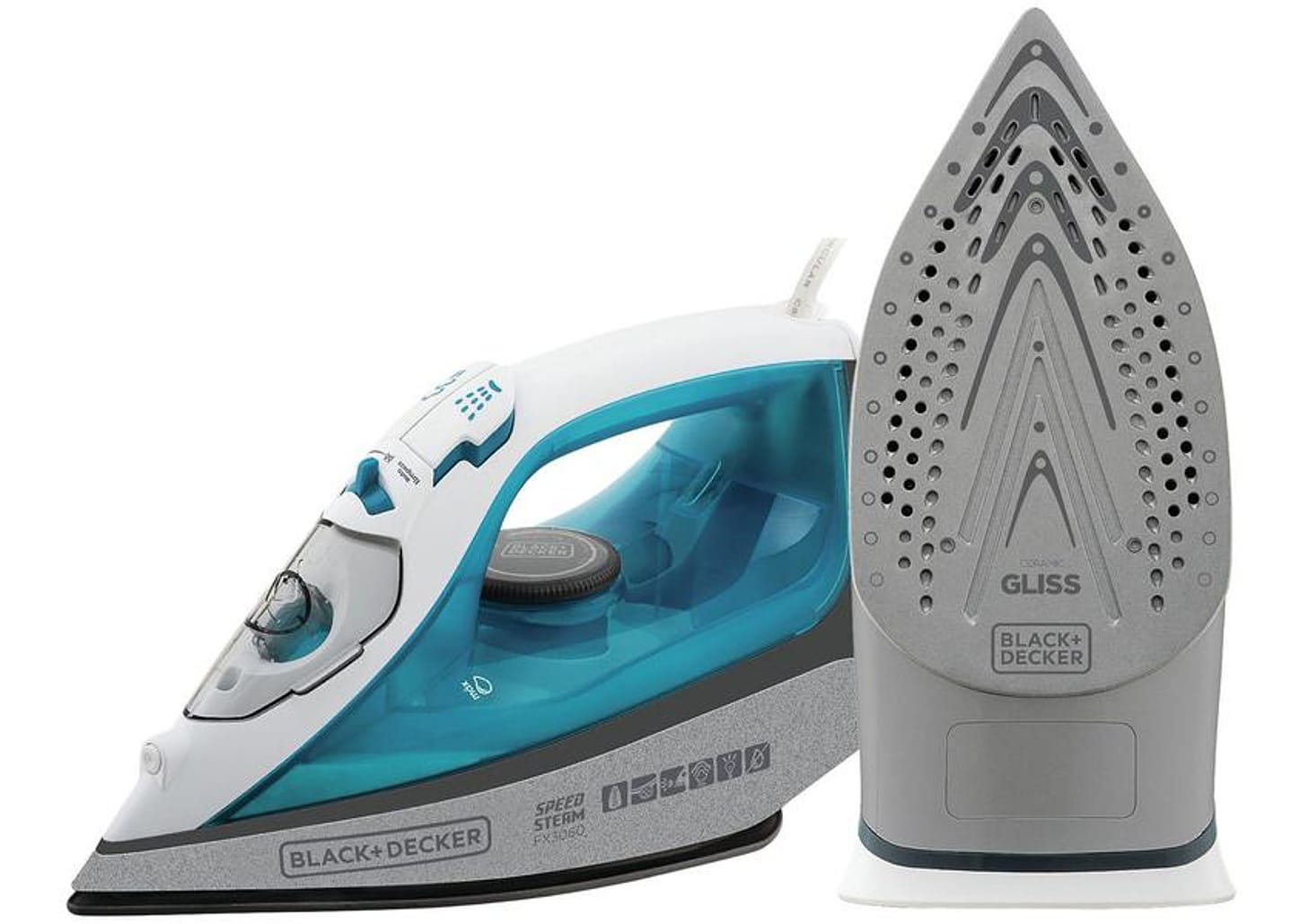 Ferro de Passar Roupa a Vapor e a Seco - Black + Decker FX3060 Branco e Azul