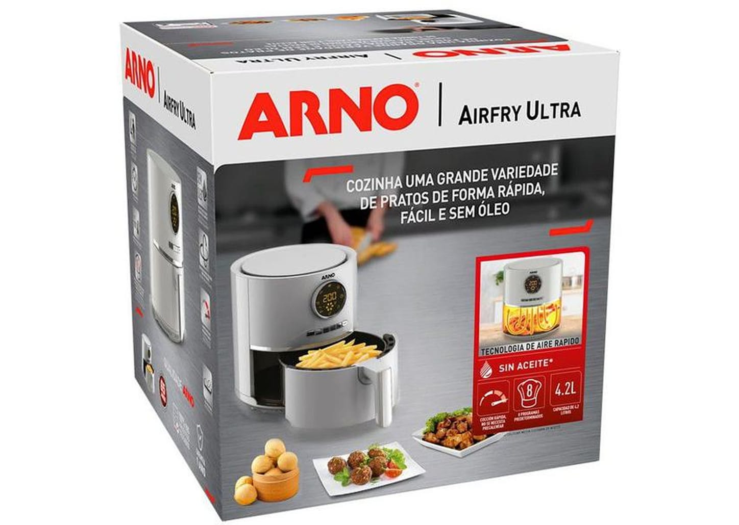 Fritadeira Elétrica sem Óleo/Air Fryer Arno - Airfry Ultra Grafite 4,2L com Timer