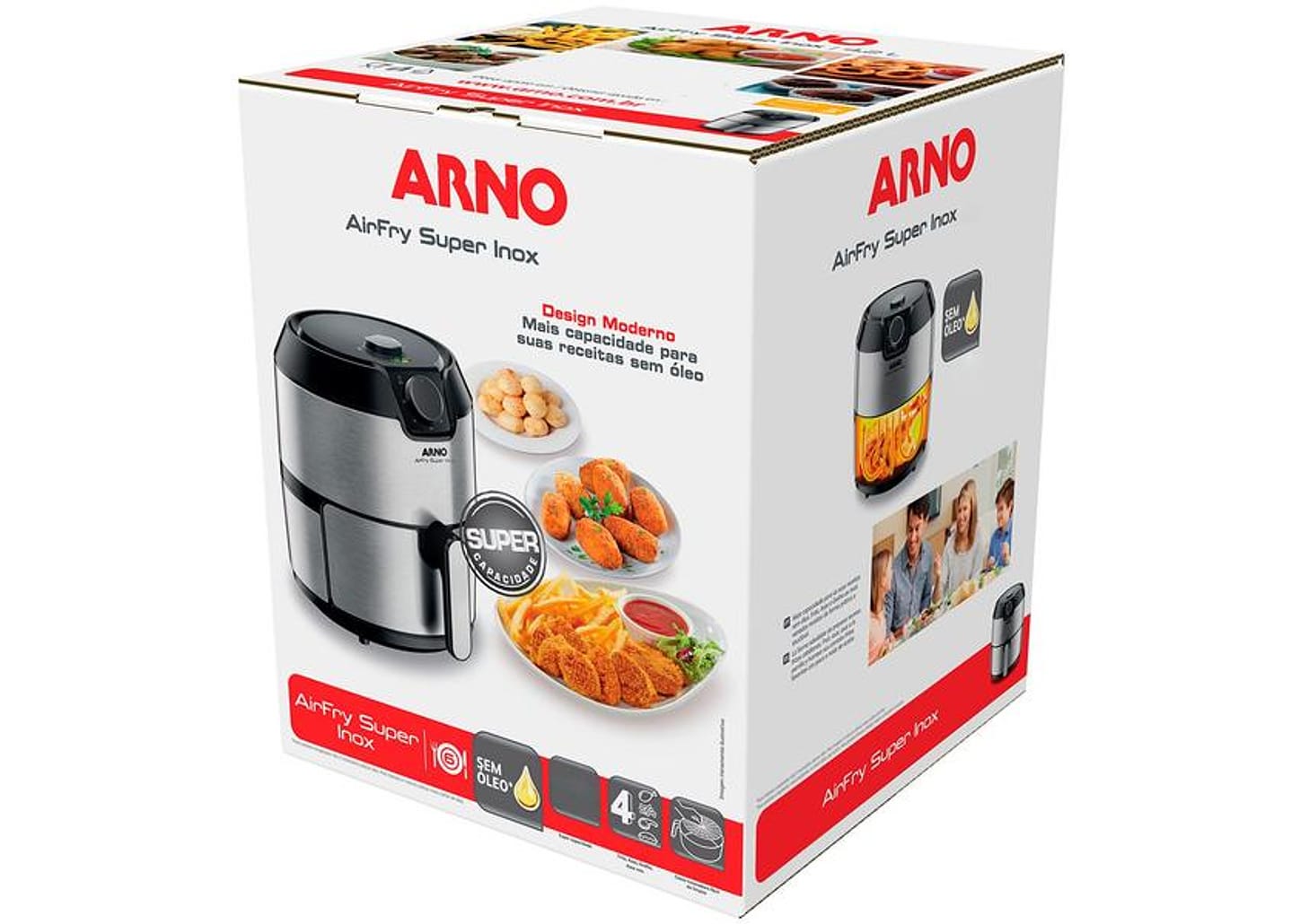 Fritadeira Elétrica Sem Óleo/Air Fryer Arno - Airfry Super BFRY Preta e Inox 4,2L com Timer