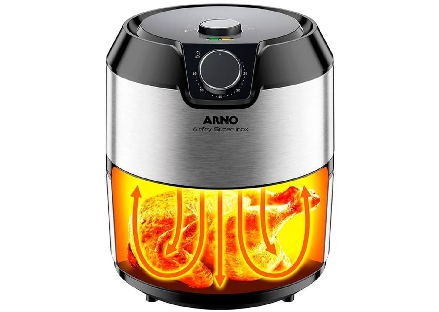 Fritadeira Elétrica Sem Óleo/Air Fryer Arno - Airfry Super BFRY Preta e Inox 4,2L com Timer