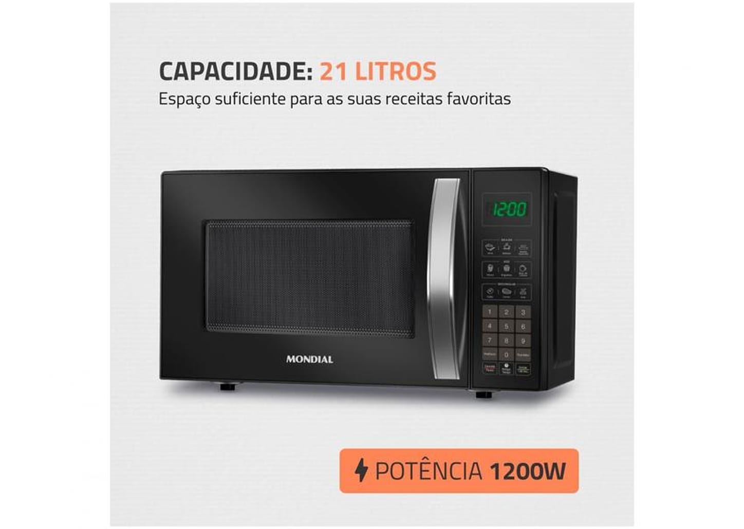 Micro-ondas Mondial 21L Preto MO-01-21-B