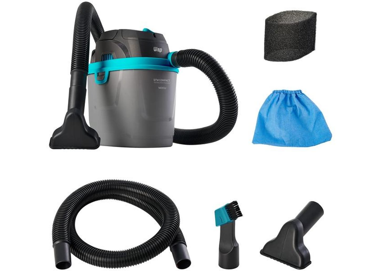 Aspirador de Pó e Água WAP 1400W GTW Compact - Preto e Turquesa
