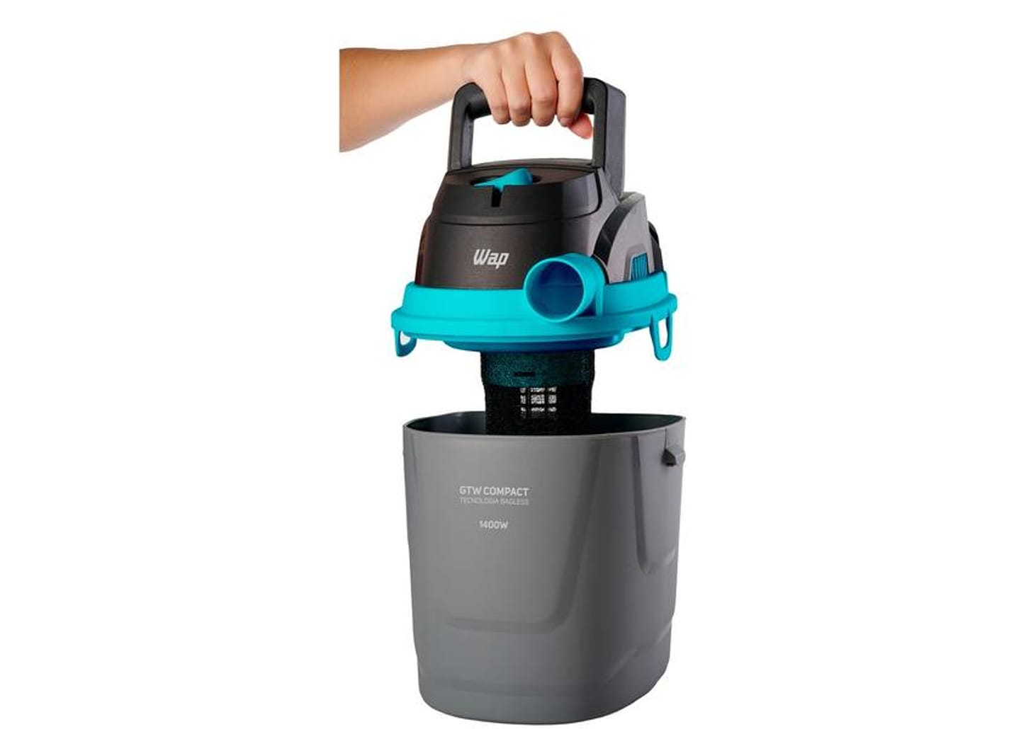 Aspirador de Pó e Água WAP 1400W GTW Compact - Preto e Turquesa