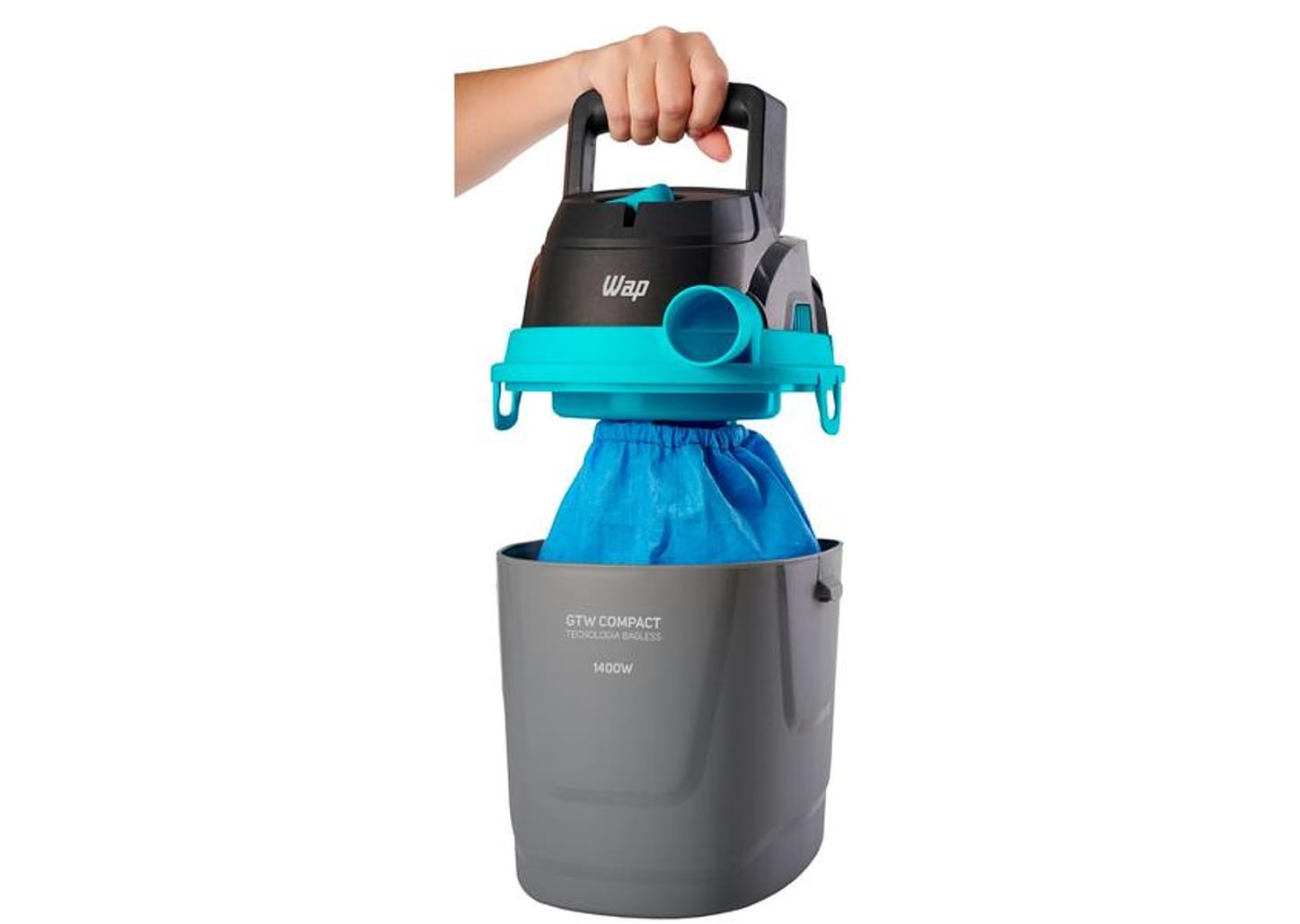 Aspirador de Pó e Água WAP 1400W GTW Compact - Preto e Turquesa