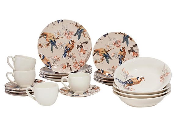 Aparelho de Jantar Chá 20 Peças Haus Cerâmica - Redondo Soho Pássaros