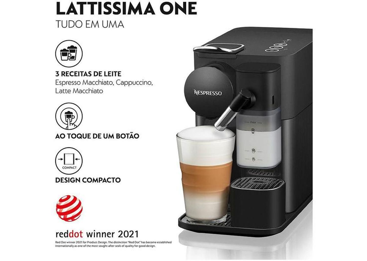 Cafeteira Espresso Nespresso Lattissima One - Preta