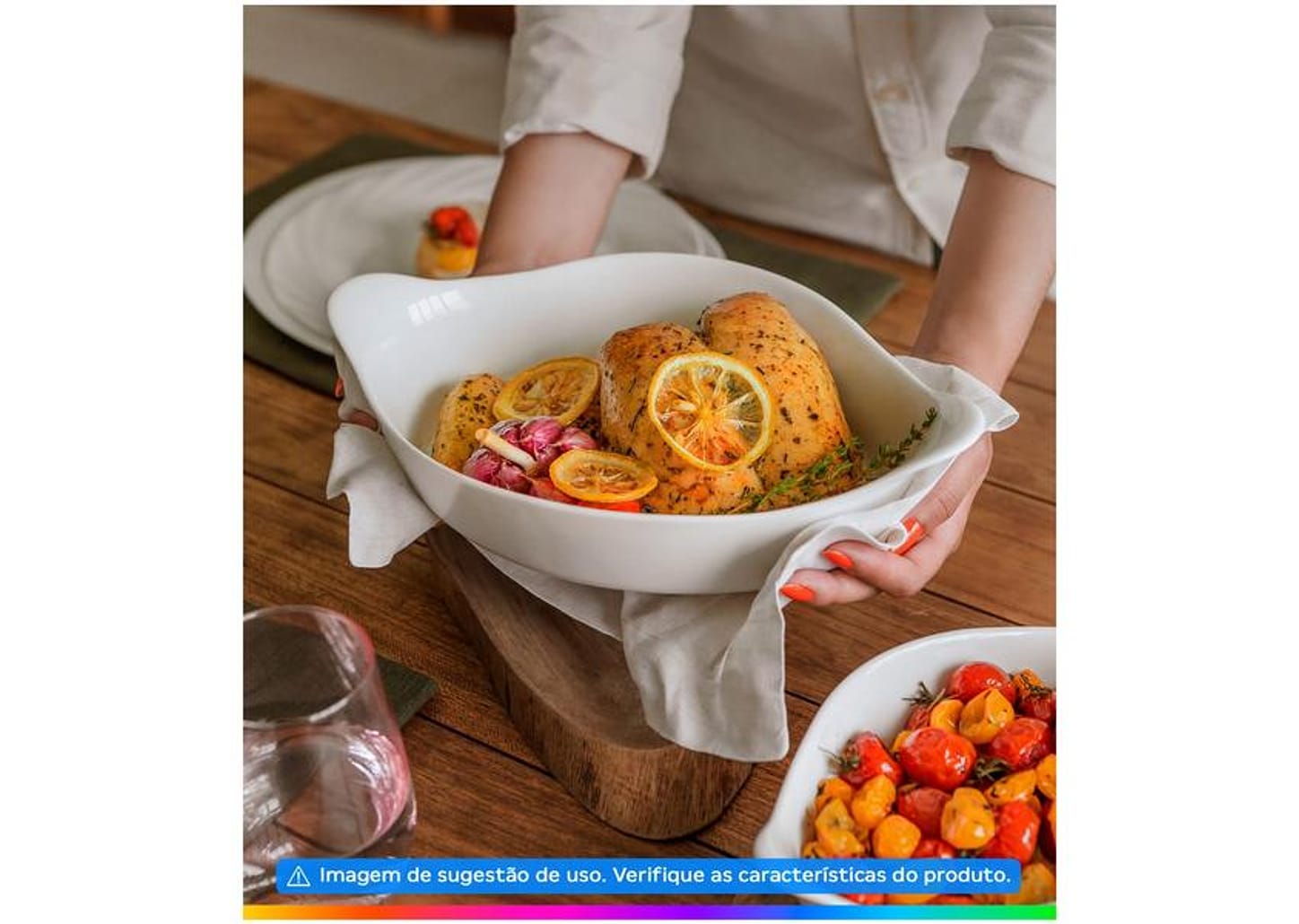 Assadeira de Vidro Oval 34cm Marinex Opaline