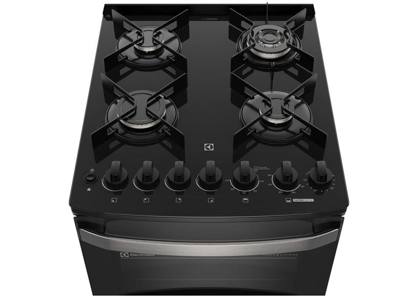 Fogão 4 Bocas Electrolux Mesa de Vidro Preto com - Timer Acendimento Automático VaporBake FE4DP