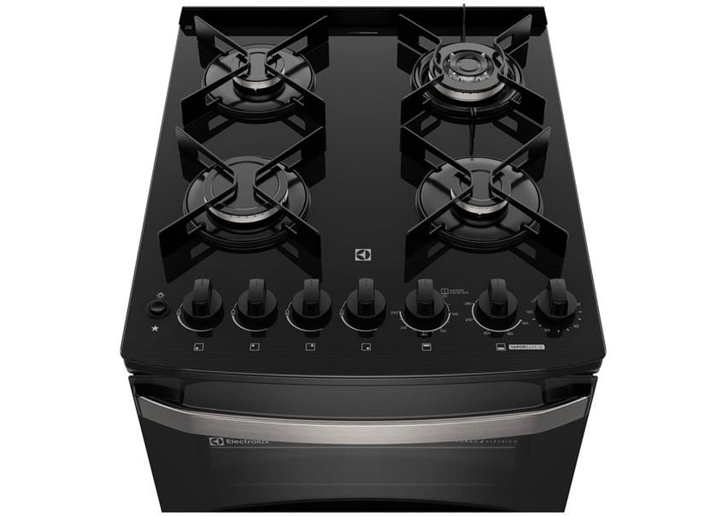Fogão 4 Bocas Electrolux Mesa de Vidro Preto com - Timer Acendimento Automático VaporBake FE4DP